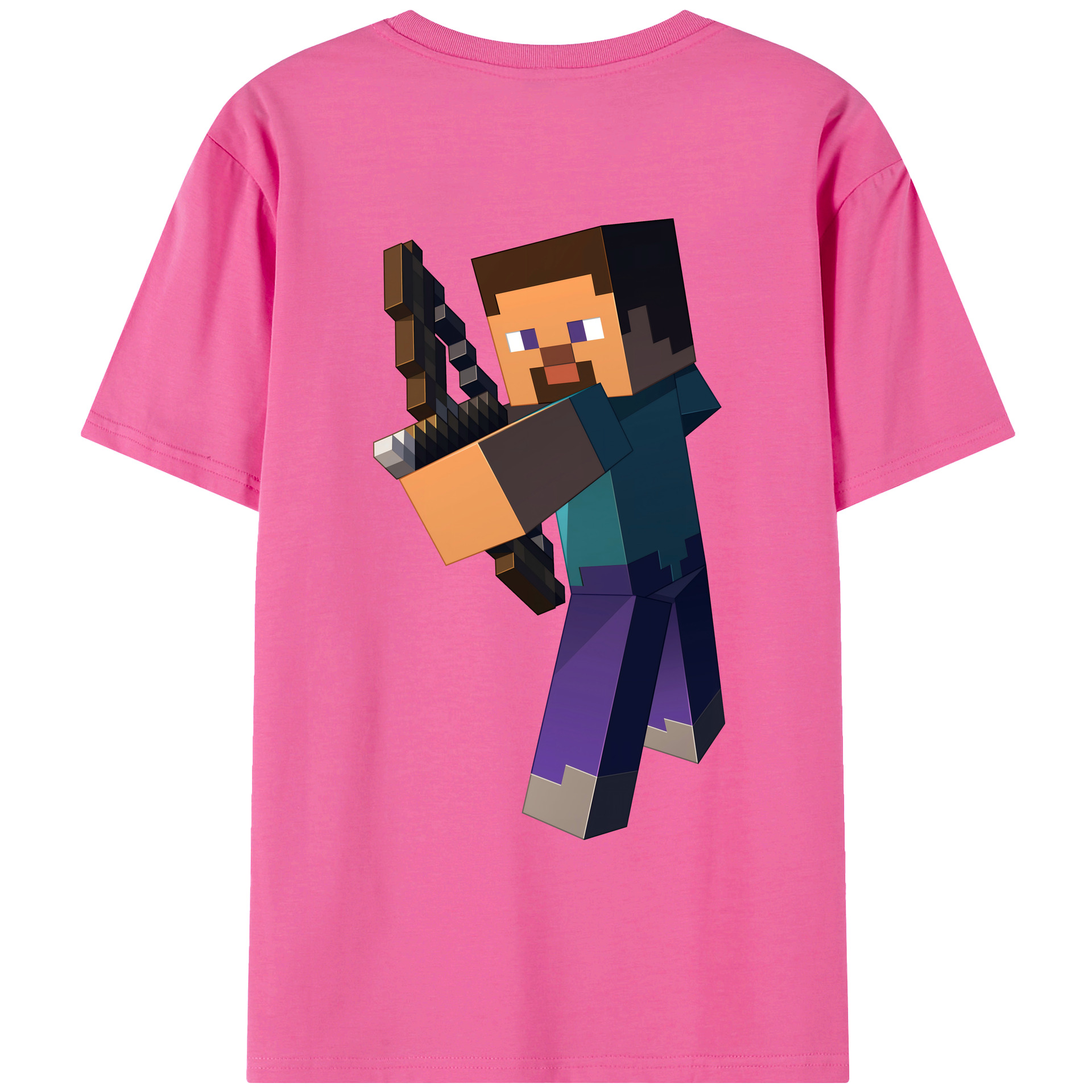 （画像用） マインクラフト ブロックの世界 Minecraft MC Block world レディース半袖Tシャツ(バックプリント)